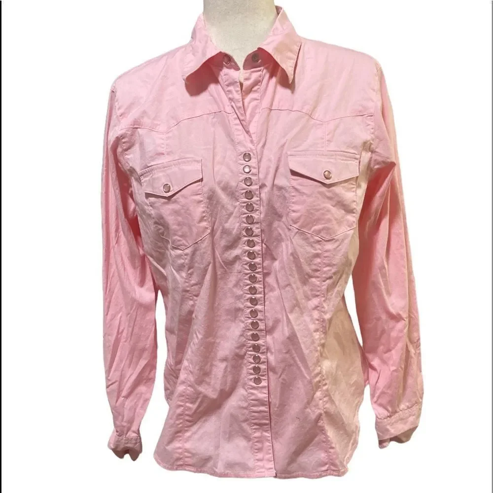 Roper pink western shirt with pearl snaps size large